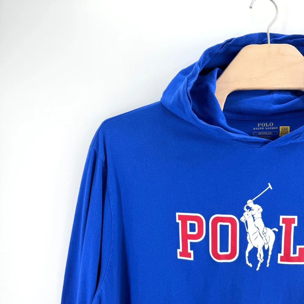 Polo Ralph Lauren Big Pony Graphic Hoodie 4XLT Cotton Blue Light Weight Tall Men